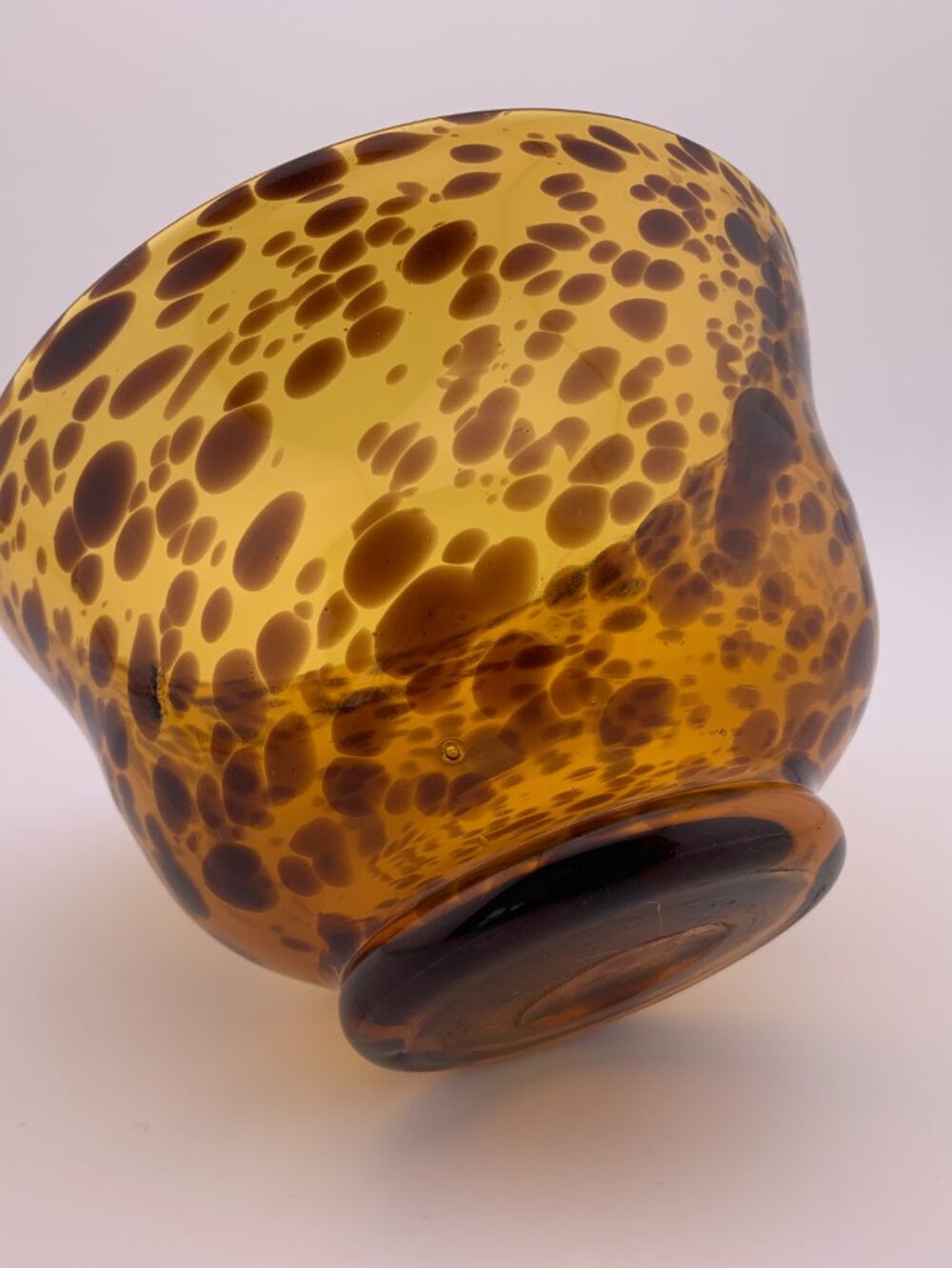 Amber Tortoise shell Art Glass Bowl Hand Blown Style Decorative Vintage